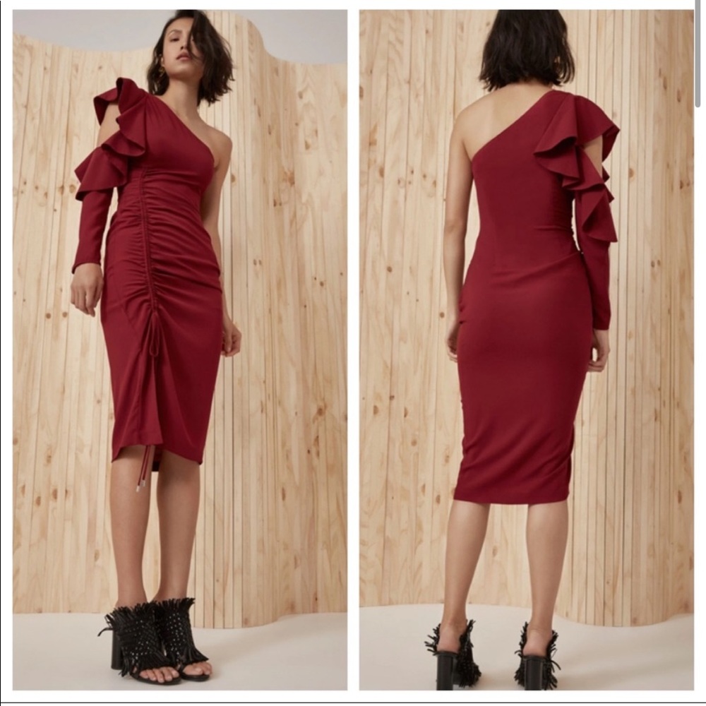 C/MEO COLLECTIVE white noises dress in scarlet